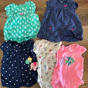Carter's Baby Girl 6 Month Summer Clothing Lot-Dresses, Short Sleeve Bodysuits